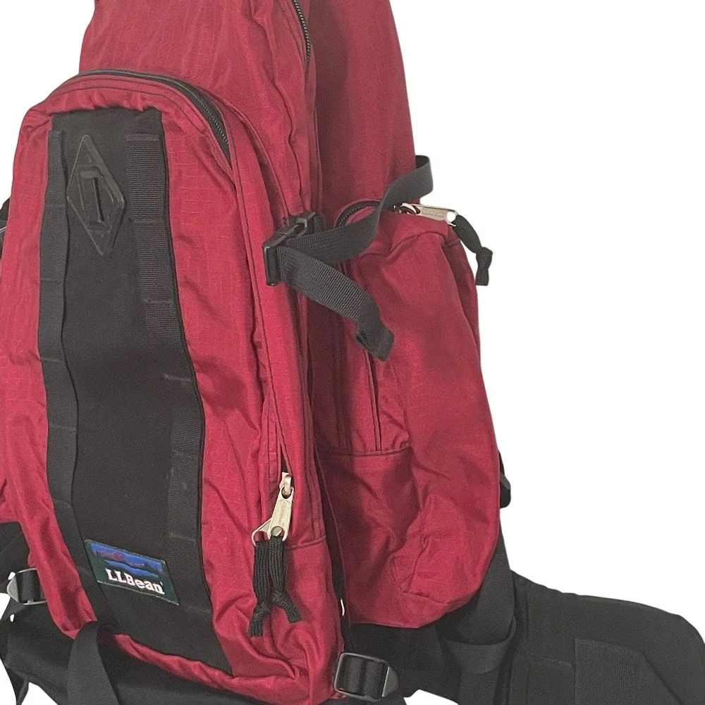 LL Bean Backpack‎ Hiking Camping Daypack Red Black Travel Bag Outdoor Mountain